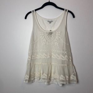 American Eagle l Cream Boho Lace Embroidered Tank